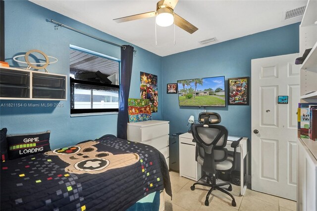 2041 Arcadia Dr, Miramar, FL 33023 - tiled bedroom featuring a ceiling fan