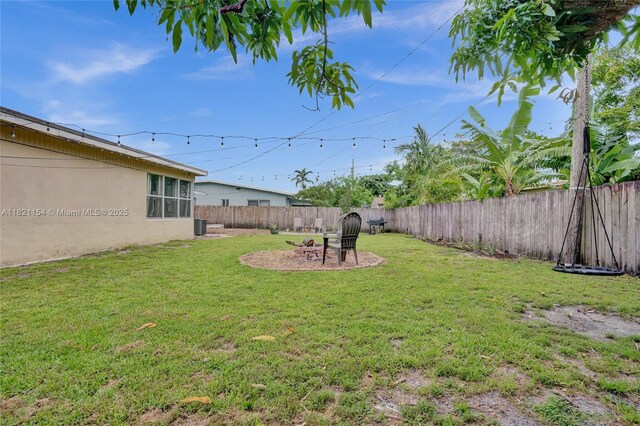 2041 Arcadia Dr, Miramar, FL 33023 - fenced backyard with a fire pit