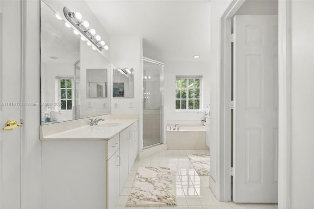 1968 NW 79th Way, Pembroke Pines, FL 33024 - bathroom featuring vanity, a bath, a shower stall, and tile patterned flooring