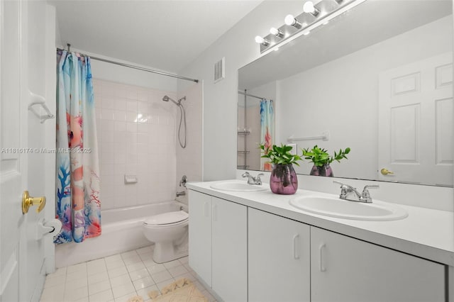 1968 NW 79th Way, Pembroke Pines, FL 33024 - bathroom featuring shower / bath combination with curtain, double vanity, and tile patterned flooring