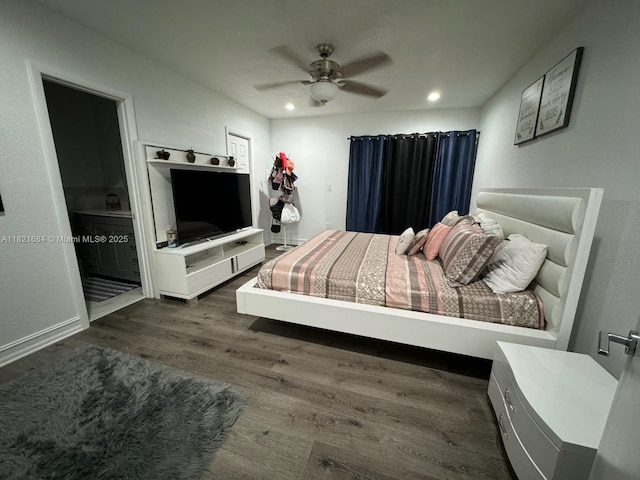 6315 SW 138th Ct Unit 6315-4, Miami, FL 33183 - bedroom with dark wood-type flooring, recessed lighting, and a ceiling fan