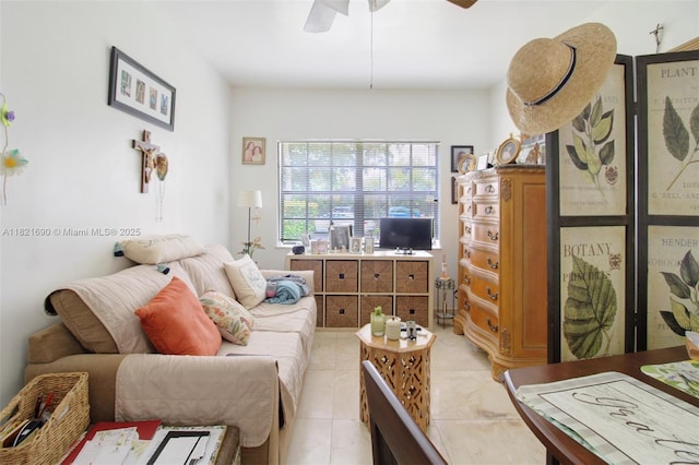 5959 SW 16th Ter, West Miami, FL 33155 - living room featuring ceiling fan and light tile patterned floors