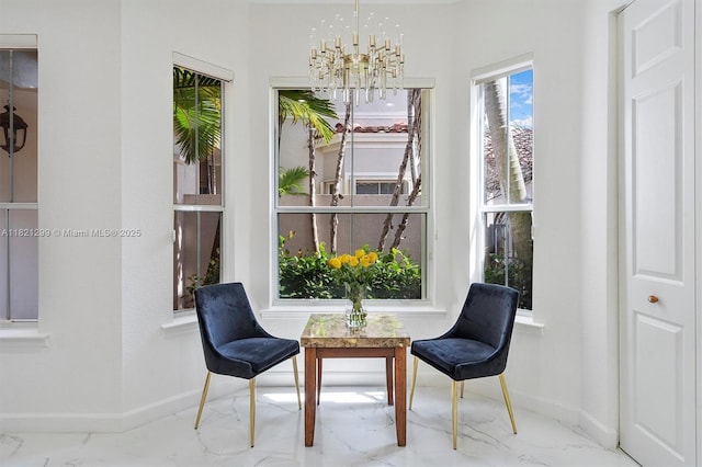 1382 Harbor Vw W, Hollywood, FL 33019 - sitting room with marble look tiles and a chandelier