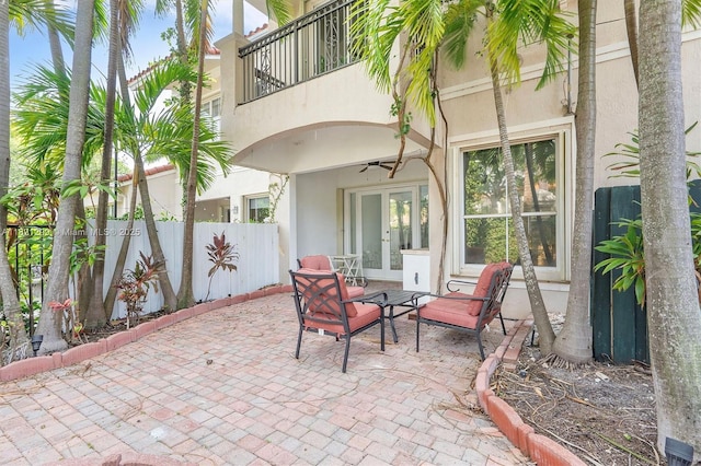 1382 Harbor Vw W, Hollywood, FL 33019 - patio / terrace featuring french doors, a patio, and a ceiling fan