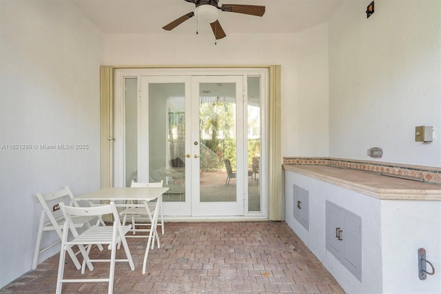 1382 Harbor Vw W, Hollywood, FL 33019 - view of patio / terrace with french doors and ceiling fan