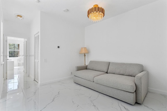 1382 Harbor Vw W, Hollywood, FL 33019 - living area featuring light marble finish floors