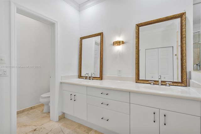 1382 Harbor Vw W, Hollywood, FL 33019 - full bath with double vanity, ornamental molding, and an enclosed shower