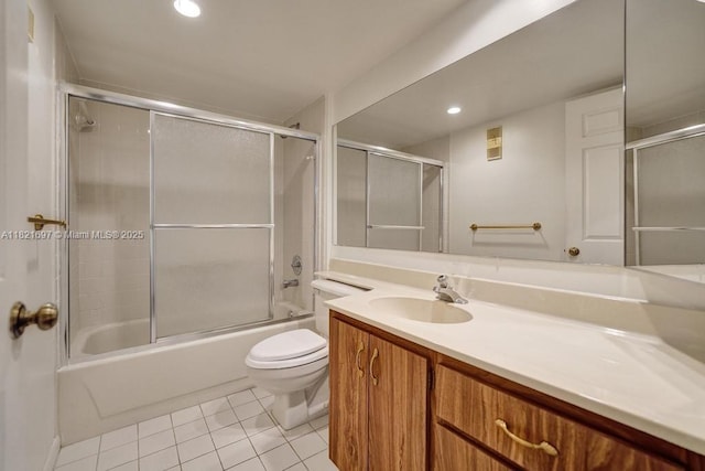 1520 Whitehall Dr Unit 103, Davie, FL 33324 - bathroom with vanity, tile patterned flooring, bath / shower combo with glass door, and recessed lighting