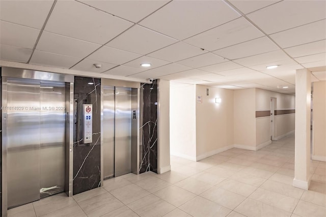 801 NW 47th Ave Unit 409W, Miami, FL 33126 - interior space with elevator, recessed lighting, a drop ceiling, and tile patterned floors
