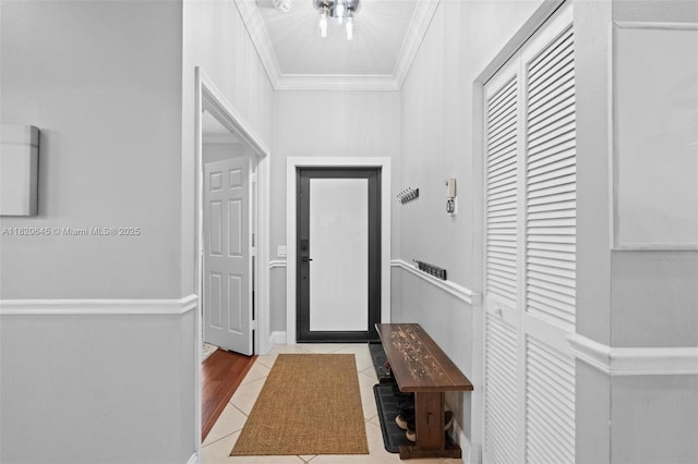542 Penta Ct, Weston, FL 33327 - doorway to outside featuring crown molding and tile patterned floors