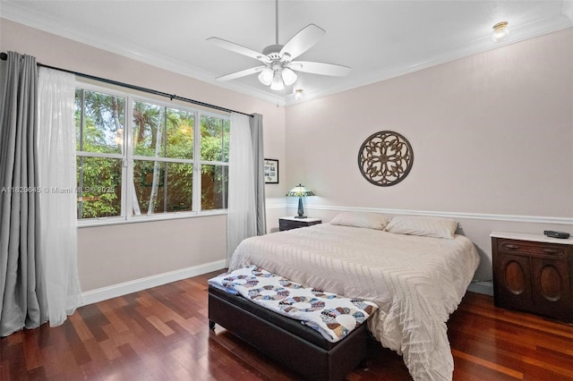 542 Penta Ct, Weston, FL 33327 - bedroom featuring wood finished floors, ornamental molding, and ceiling fan