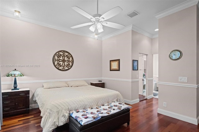 542 Penta Ct, Weston, FL 33327 - bedroom with wood finished floors, ornamental molding, and a ceiling fan