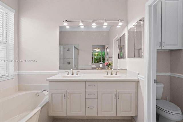542 Penta Ct, Weston, FL 33327 - full bathroom featuring a stall shower, double vanity, and a bath