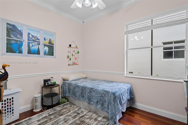542 Penta Ct, Weston, FL 33327 - bedroom with wood finished floors, crown molding, and ceiling fan
