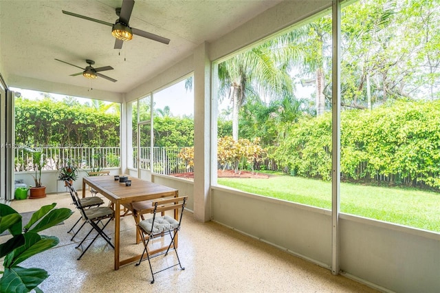 542 Penta Ct, Weston, FL 33327 - sunroom / solarium featuring a ceiling fan and outdoor dining area