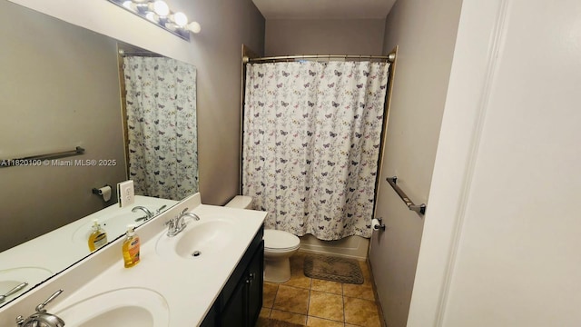 2190 SE 2nd St, Homestead, FL 33033 - full bath with double vanity, tile patterned floors, and shower / bathtub combination with curtain