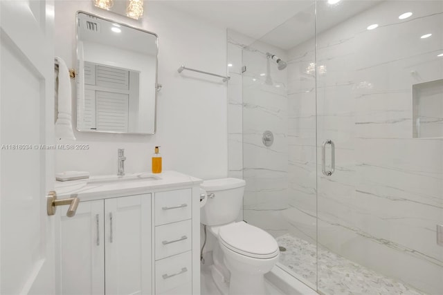 3200 NE 36th St Unit 1221, Fort Lauderdale, FL 33308 - full bath featuring a marble finish shower, vanity, and recessed lighting
