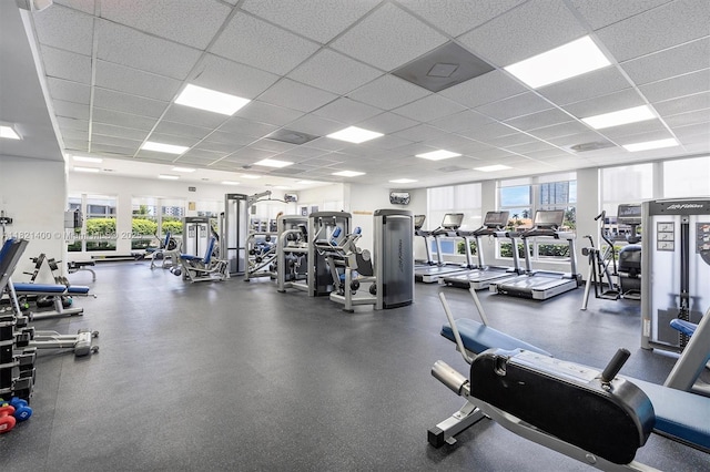 19195 NE 36th Ct Unit 1407, Aventura, FL 33180 - gym with a paneled ceiling