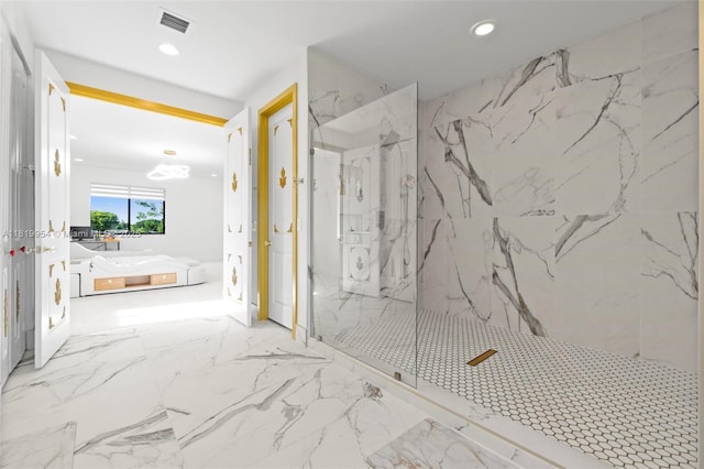 13005 Addilyn Ct, Davie, FL 33325 - full bath with a marble finish shower, marble tiled floors, and recessed lighting