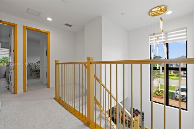 13005 Addilyn Ct, Davie, FL 33325 - corridor featuring an upstairs landing, carpet, and recessed lighting