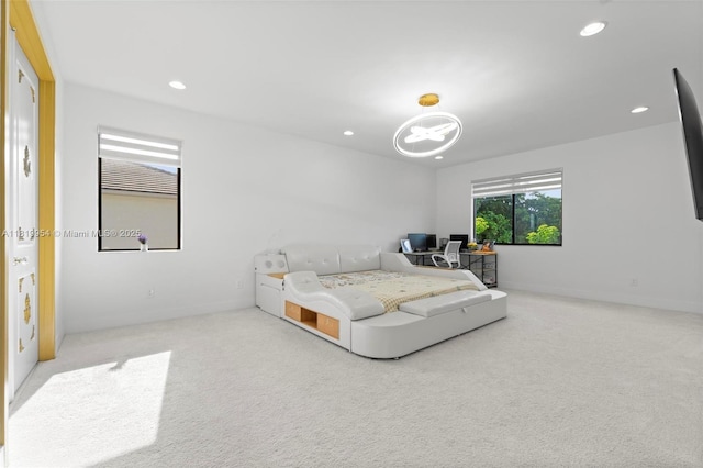13005 Addilyn Ct, Davie, FL 33325 - bedroom with carpet flooring, recessed lighting, and a chandelier