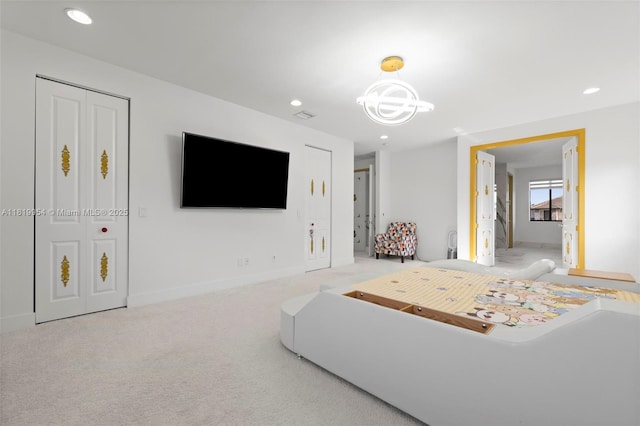 13005 Addilyn Ct, Davie, FL 33325 - bedroom with recessed lighting, a chandelier, and carpet