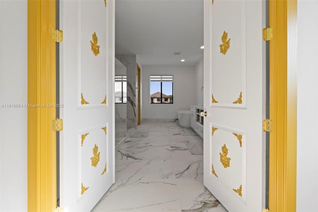 13005 Addilyn Ct, Davie, FL 33325 - corridor featuring marble finish floors and recessed lighting