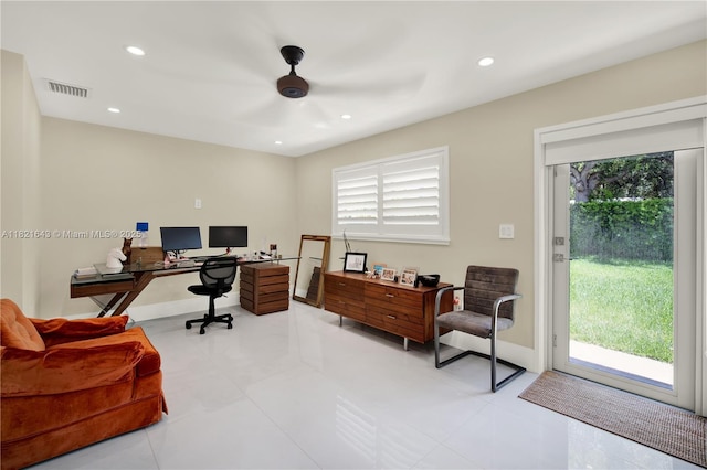 14625 SW 83rd Pl, Palmetto Bay, FL 33158 - office space featuring plenty of natural light, ceiling fan, and recessed lighting