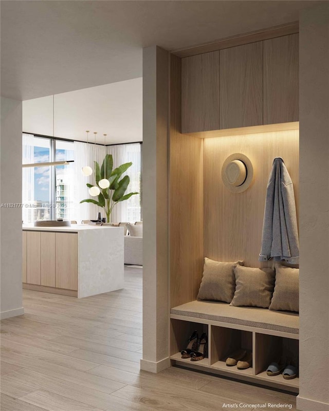 99 SW 7th St Unit 3904, Miami, FL 33130 - mudroom featuring light wood-style floors