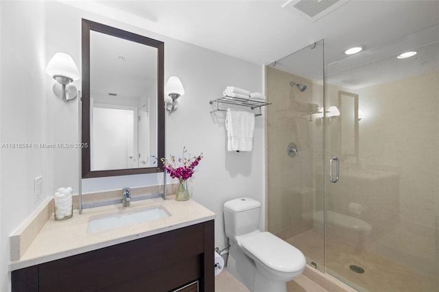 6899 Collins Ave Unit 2707, Miami Beach, FL 33141 - full bath with vanity, a stall shower, and recessed lighting
