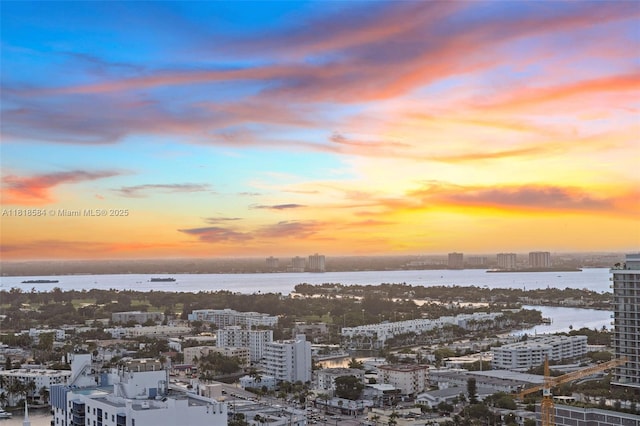 6899 Collins Ave Unit 2707, Miami Beach, FL 33141 - aerial view at dusk of a city view and a water view