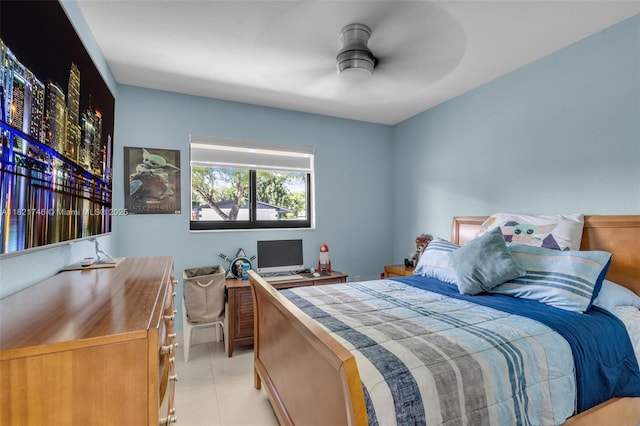 7100 Mcclellan St, Hollywood, FL 33024 - bedroom featuring light tile patterned floors and a ceiling fan