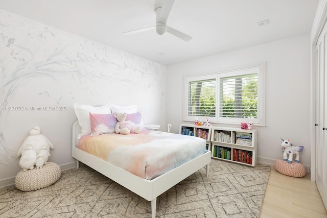 11100 Paradela St, Coral Gables, FL 33156 - bedroom with wood finished floors and ceiling fan