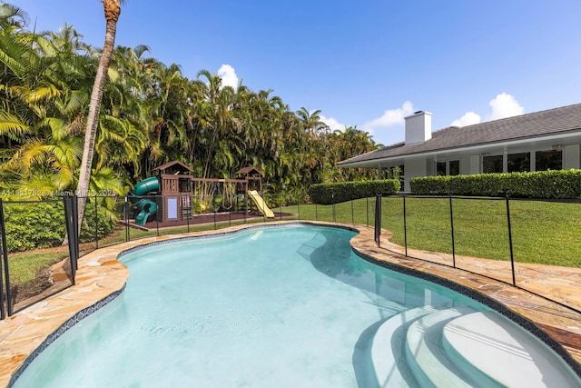 11100 Paradela St, Coral Gables, FL 33156 - view of pool with a playground