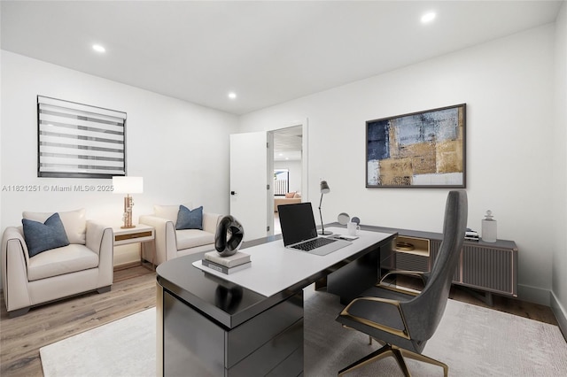 3910 NE 27th Ter, Lighthouse Point, FL 33064 - office area with light wood-type flooring and recessed lighting