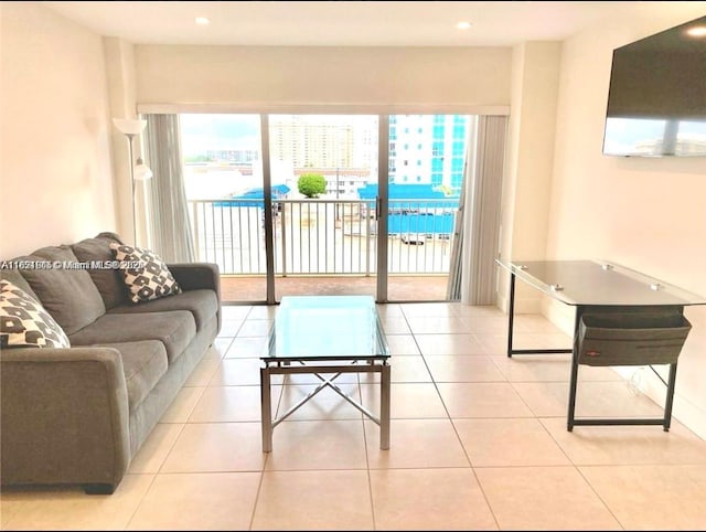 1965 S Ocean Dr Unit 5B, Hallandale Beach, FL 33009 - living area with tile patterned flooring and recessed lighting