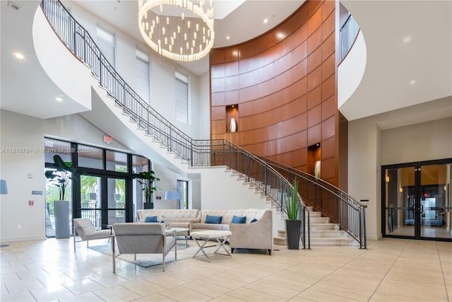 8885 NW 100th Pl, Doral, FL 33178 - common area featuring a high ceiling, stairway, and recessed lighting