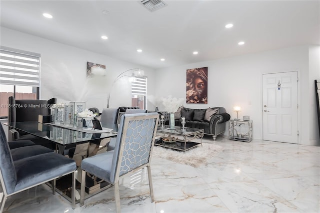 8885 NW 100th Pl, Doral, FL 33178 - dining space with recessed lighting and marble tiled flooring