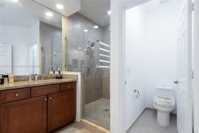 8885 NW 100th Pl, Doral, FL 33178 - full bath with vanity, a stall shower, tile patterned floors, and recessed lighting