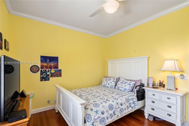 11196 Sea Grass Cir, Boca Raton, FL 33498 - bedroom with crown molding, dark wood finished floors, and ceiling fan