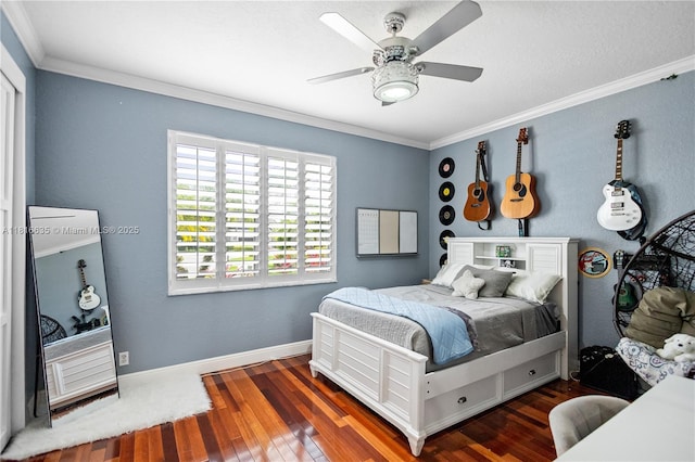 11196 Sea Grass Cir, Boca Raton, FL 33498 - bedroom featuring crown molding, wood-type flooring, and a ceiling fan
