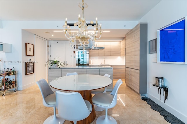 901 Brickell Key Blvd Unit 2602, Miami, FL 33131 - dining space with a chandelier and baseboards