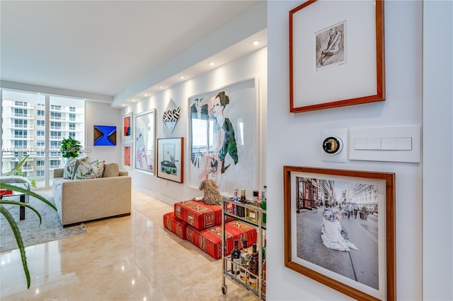 901 Brickell Key Blvd Unit 2602, Miami, FL 33131 - corridor featuring marble tiled floors