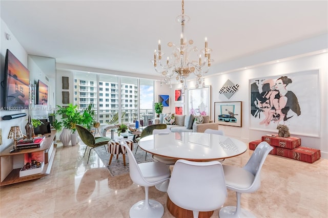 901 Brickell Key Blvd Unit 2602, Miami, FL 33131 - dining room featuring a chandelier