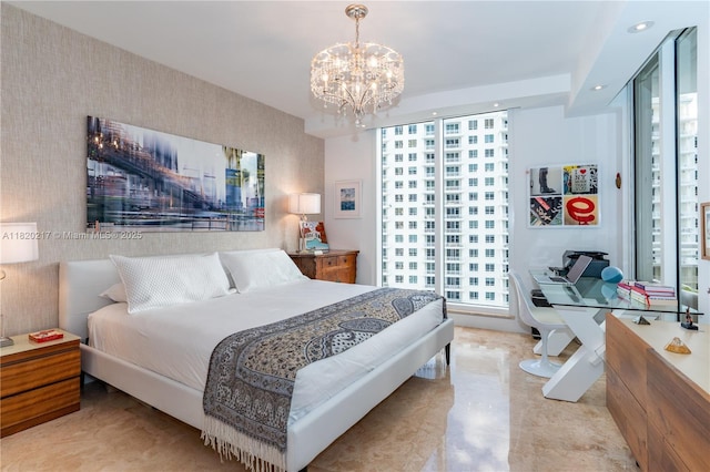 901 Brickell Key Blvd Unit 2602, Miami, FL 33131 - bedroom with a chandelier and recessed lighting