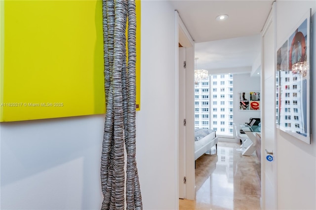 901 Brickell Key Blvd Unit 2602, Miami, FL 33131 - bathroom featuring recessed lighting and a chandelier