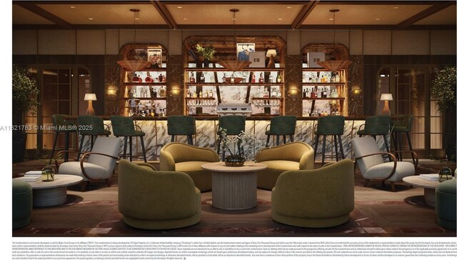 710 NE 29th St Unit 3002, Miami, FL 33137 - community lobby featuring coffered ceiling and beamed ceiling