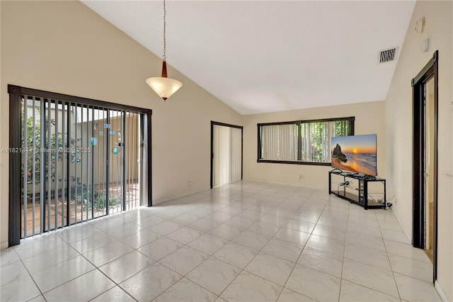 1798 Maplewood Trl, Coconut Creek, FL 33063 - tiled spare room with high vaulted ceiling and a smoke detector