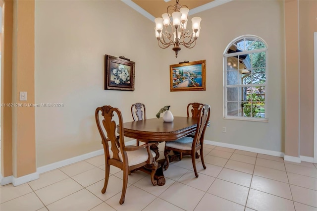 1925 NW 167th Ter, Pembroke Pines, FL 33028 - dining space featuring ornamental molding, a chandelier, and light tile patterned flooring
