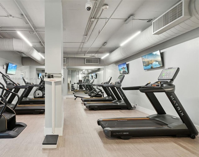 1901 Brickell Ave Unit B1508, Miami, FL 33129 - gym with wood finished floors and baseboards